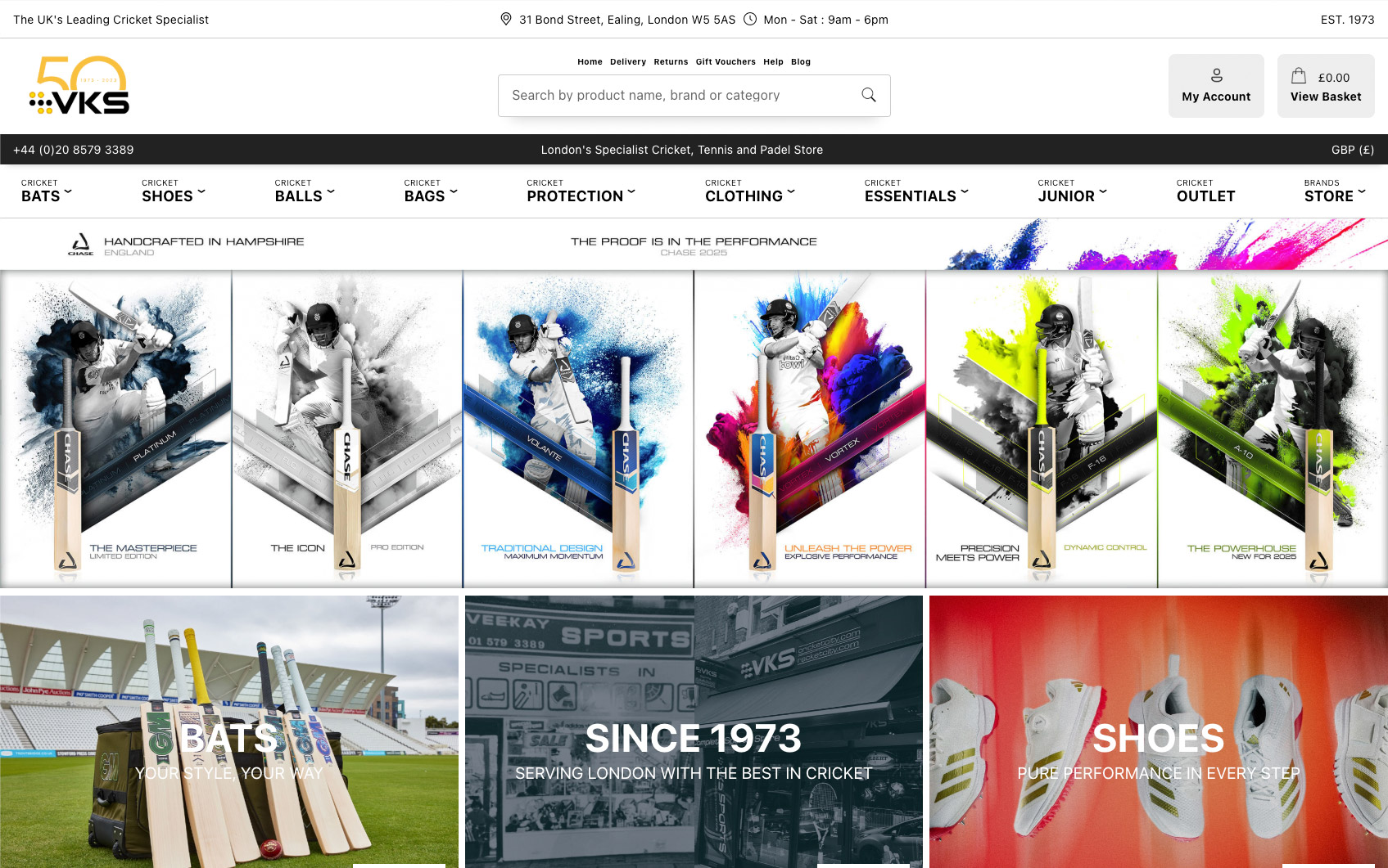 VKS - Cricket Specialist Online Store Built by iShop E-commerce Experts in Bishops Stortford