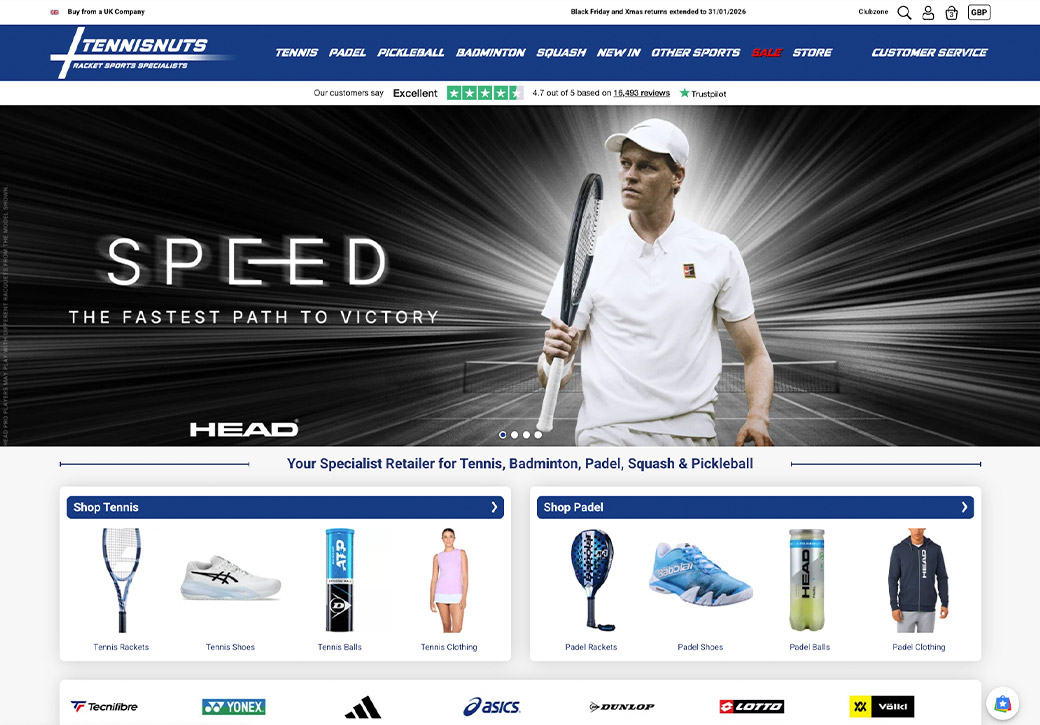 Featured client: Tennisnuts (homepage)