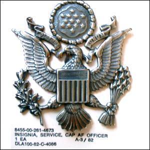 Genuine U.S. Army Officers Silver colour Cap Badge